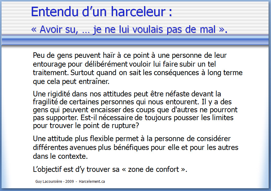 Ce qu'est le harcèlement page 11