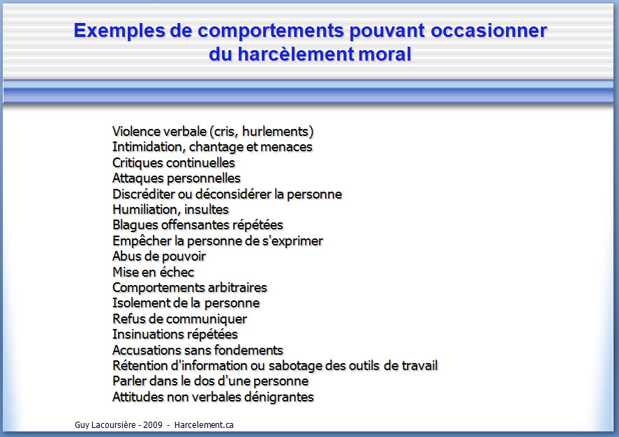Ce qu'est le harcèlement page 3