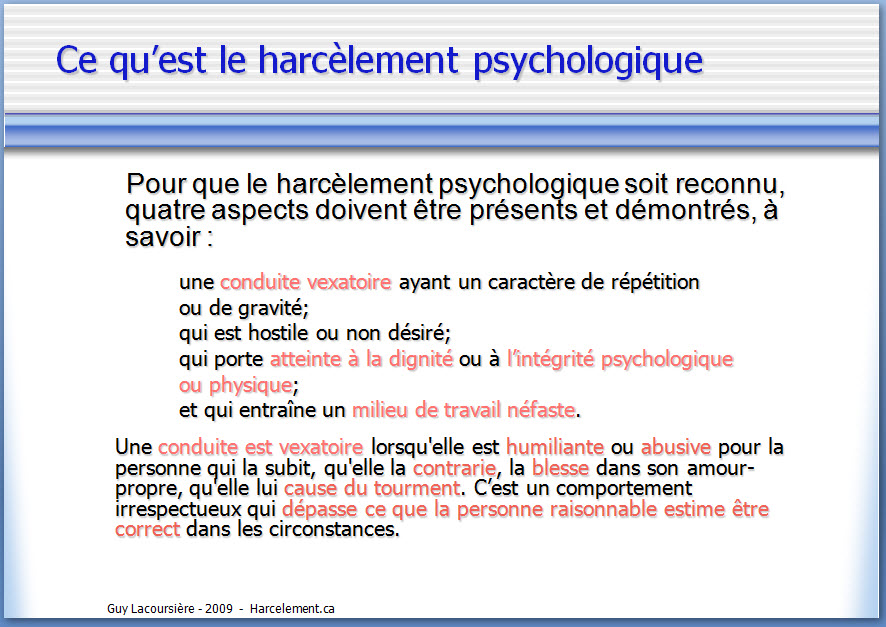 Ce qu'est le harcèlement page1